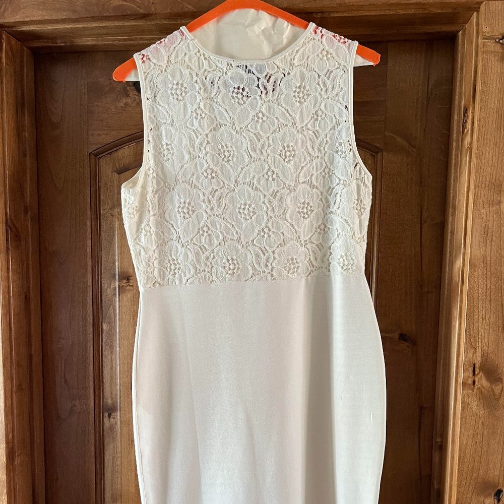 White Cotton Dress w/ Lace